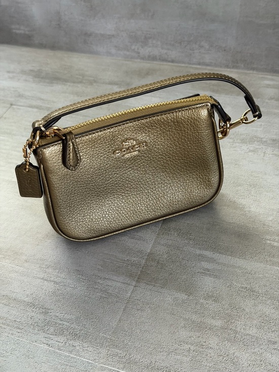 Coach Handbags - Coach Nolita 15 Metallic Gold Pebbled Leather Wristlet